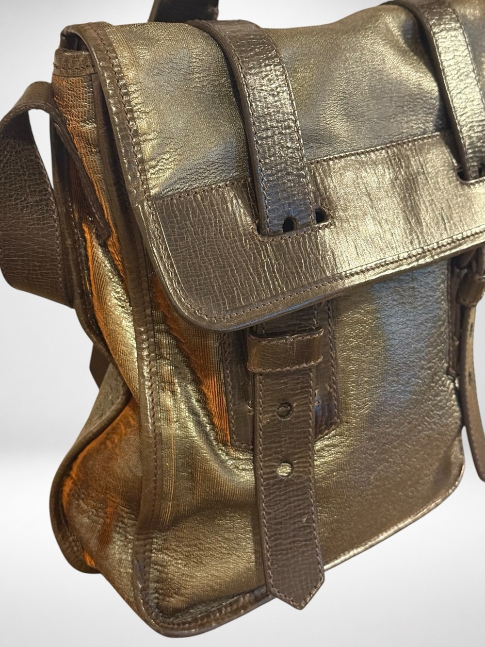 Fendi Vintage Archive Crossbody Messenger Bag Metallic Bronze Copper Y2K - Picture 5 of 16